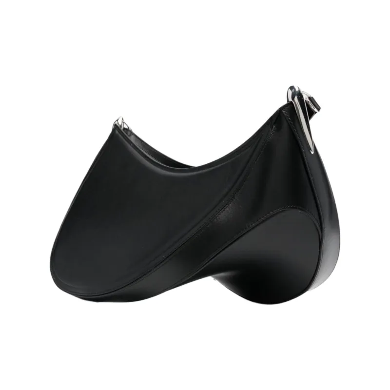Mugler Leather Shoulder Bag Tubas Women's Black-1