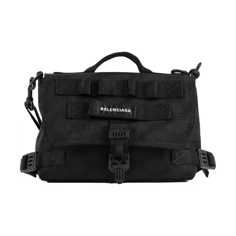 Balenciaga Army Nylon Messenger Bag, Portable Crossbody Bag, Shoulder Bag Women's Black-0