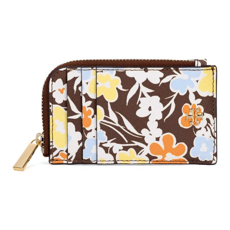 TORY BURCH Emerson Leather Document Wallet Card Holders Women's Brown-0