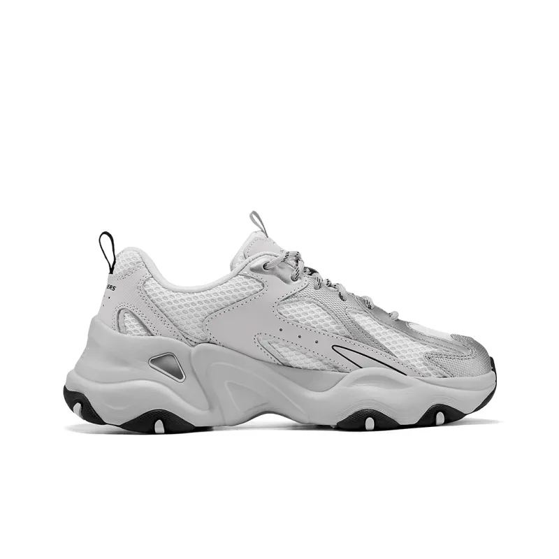 Skechers D'LITES 5.0 Cushioning, Wear Resistant Low Top Chunky Sneakers Women's Silver-1