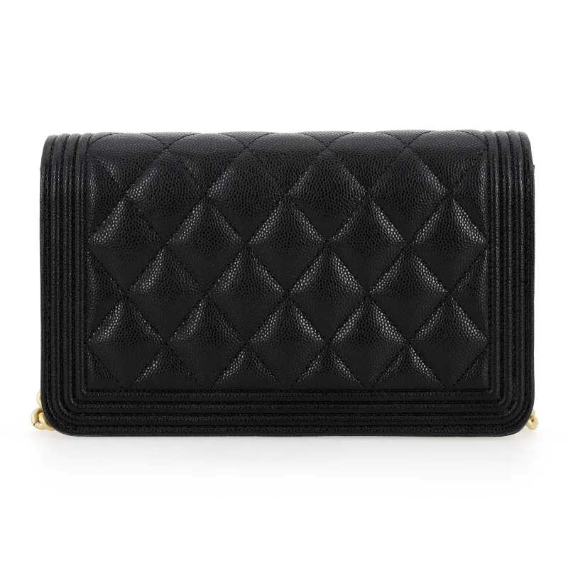 CHANEL Leboy Grain Caviar Cow Leather Pochette, Shoulder Bag, Crossbody Bag Women's Black-2