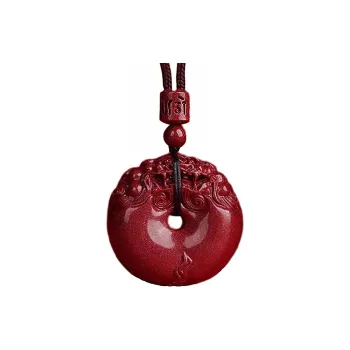 YUDI Reconstructed Cinnabar Necklace Amulet Unisex