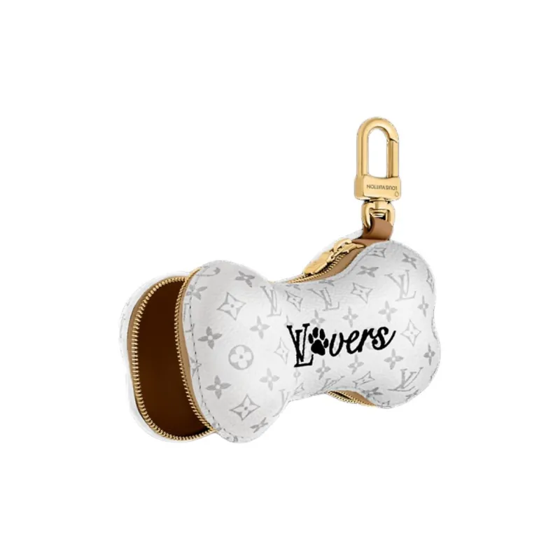 LOUIS VUITTON Metal Canvas Keychains Unisex White-2