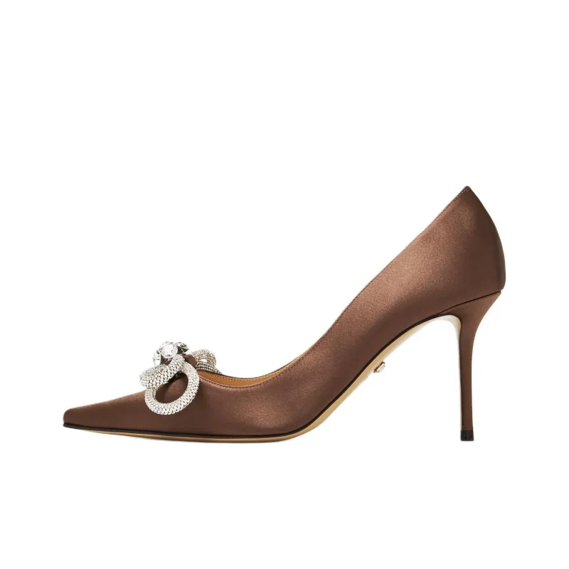MACH & MACH Double Bow Slim Heel High Heels 8.5cm Women's Brown-0