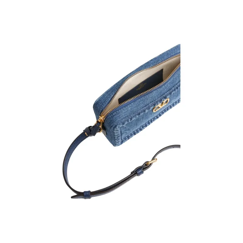 Valentino ALLTIME Cotton Camera Bags Shoulder Bags Mini Women's Denim Blue-4