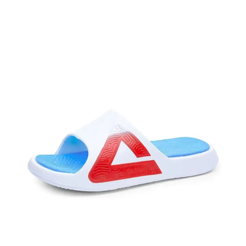PEAK Tai Ji1.0 Slip Resistant Odor Resistant Slide Slippers Men's White Blue Red-1