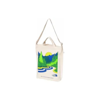 THE NORTH FACE Organic Cotton Tote Bag, Shopping Bag, Handbag, Shoulder Bag Regular Unisex Natural Yosemite Strip Print