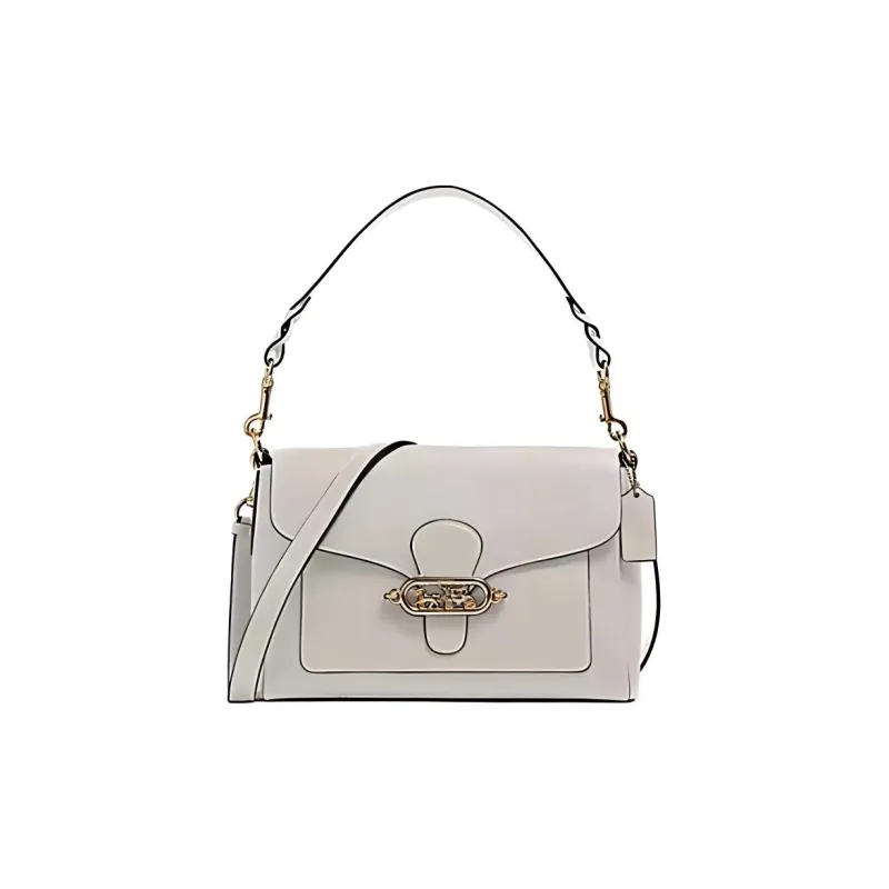 COACH Jade Pebbled Leather Shoulder Bag Portable Crossbody Bag Shoulder Bag Large Size Women's White-0