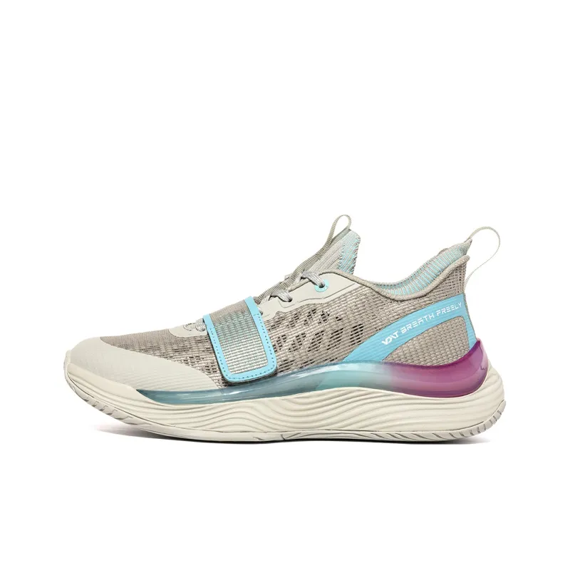 VOIT Cushioning, Slip Resistant, And Abrasion Resistant Low Top Basketball Shoes Unisex Light Gray/Blue-0