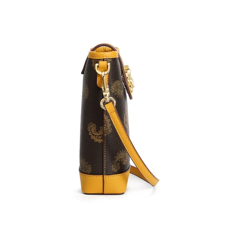 COOGI Synthetic Leather Bucket Backpack Regular Women's Khaki/Coffee/Ecru-8