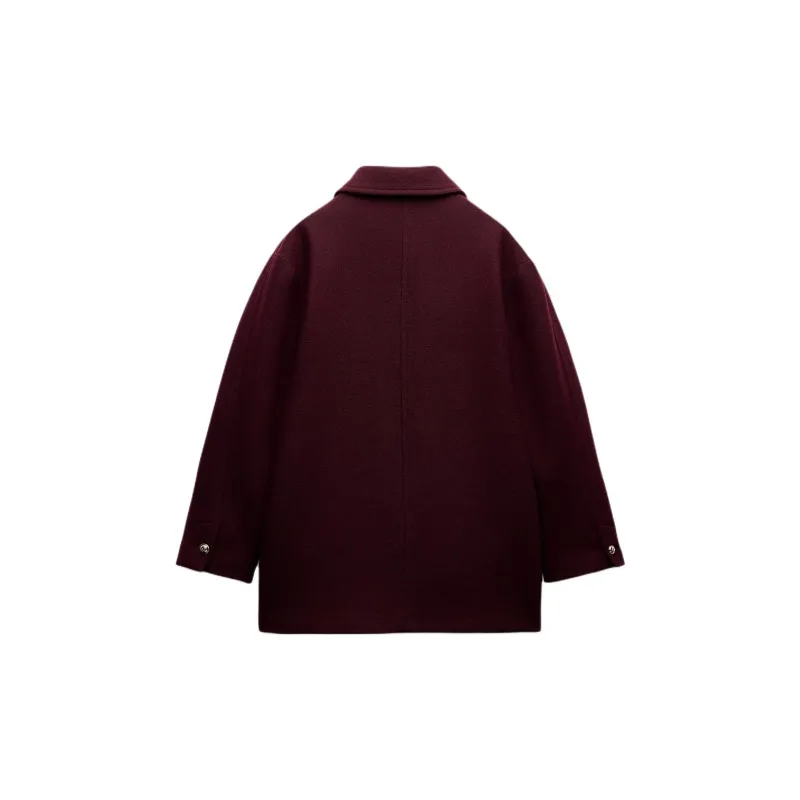 ZARA Coats Women's Burgundy-1