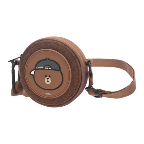 LiNing LINE FRIENDS Co-branded Nylon Fabric Shoulder Bag Crossbody Bag Regular Unisex Brown