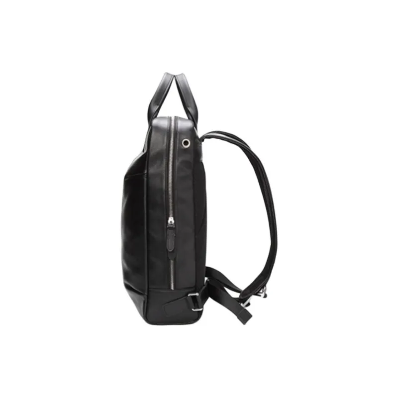 BISON DENIM Top Grain Cow Leather Carry Backpack Regular Men's Black-2
