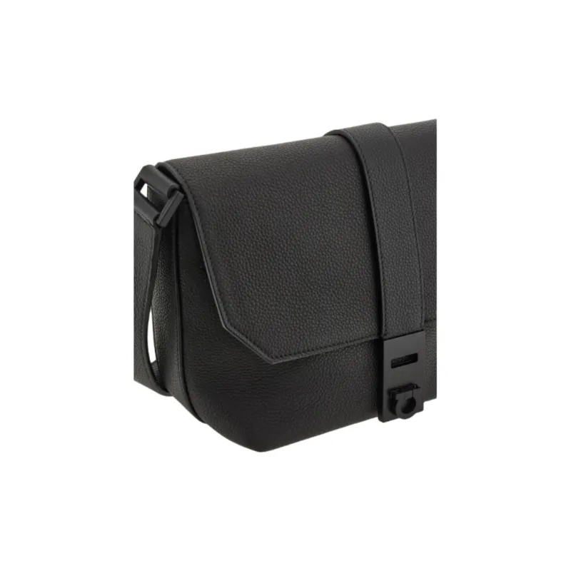 FERRAGAMO Cow Leather Messenger Bag Shoulder Bag Crossbody Bag Regular Men's Black-4