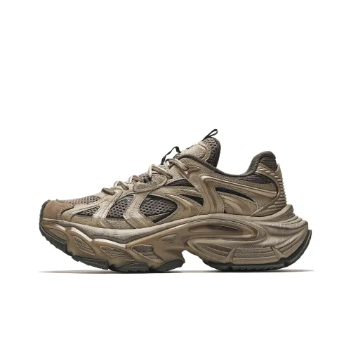 Anta Height Increasing Wear Resistant Slip Resistant Low Top Chunky Sneakers Men's Brown