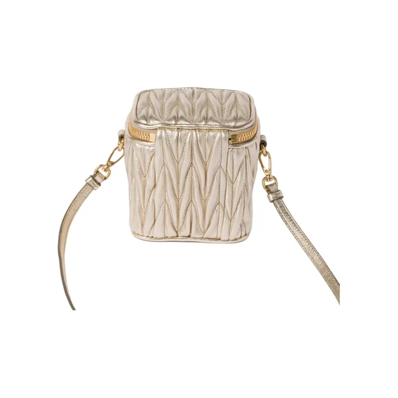 MIU MIU Lambskin Crossbody Bag Mini Women's Hematite Yellow-3