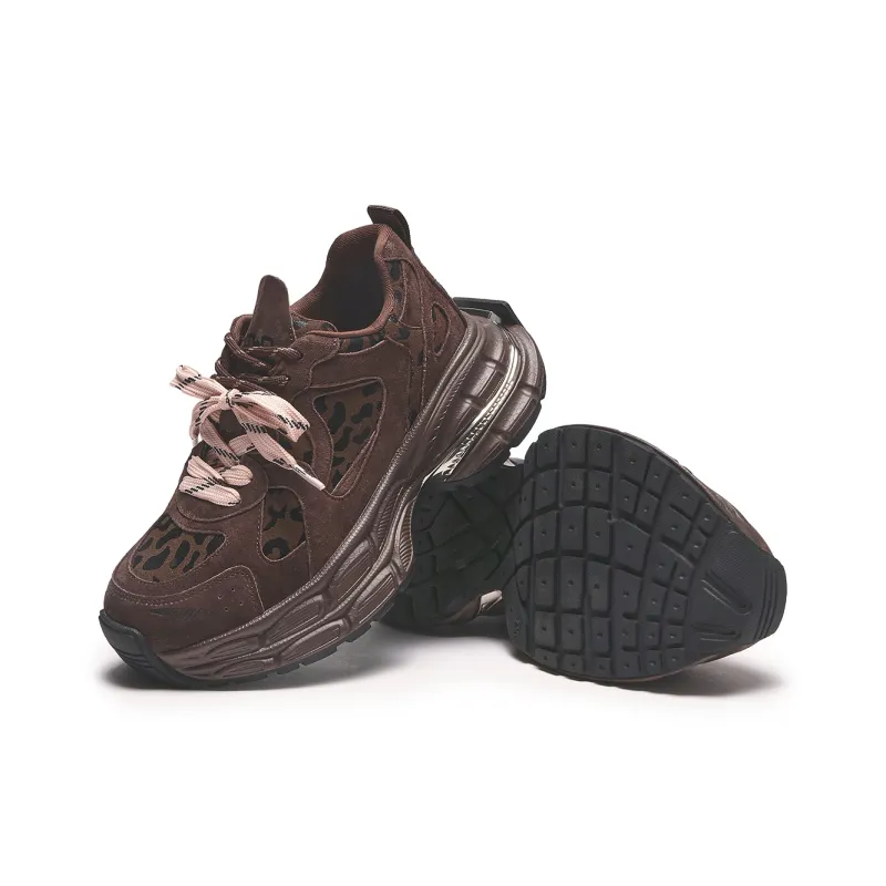 Hotwind Vintage Leopard Series Abrasion-Resistant Slip-Resistant Chunky Sneakers Women's-8