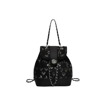 RKM PU Backpack Bucket Bag Regular Unisex Black/Silver