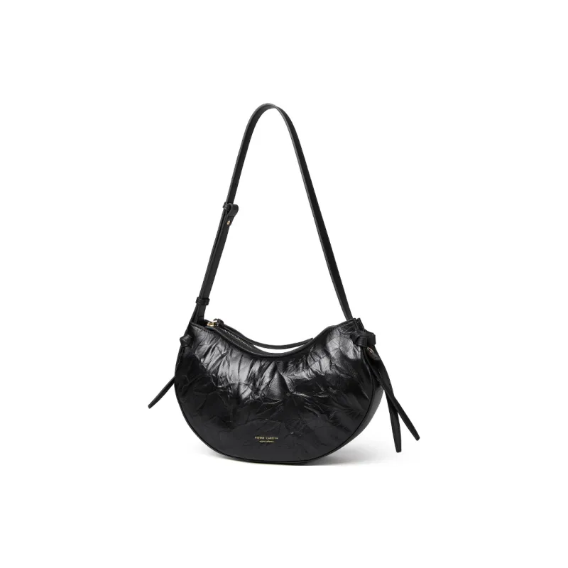 PIERRE CARDIN Cow Leather Pea Bag Dumpling Bag Shoulder Bag Regular Women's Black-2