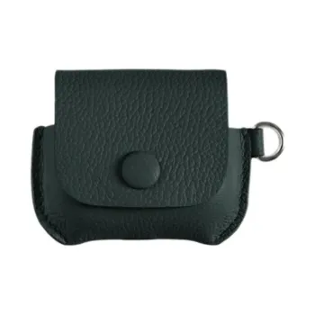 Proper Belongings Cow Leather Earphone Case Unisex Green Charcoal