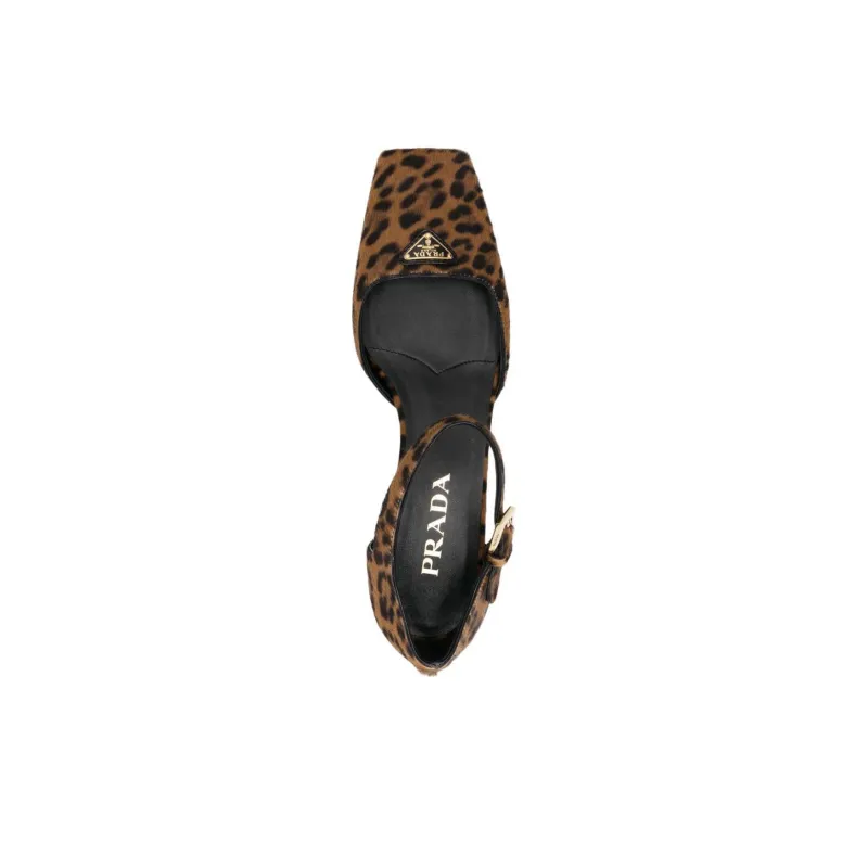 PRADA Spool Heel High Heels 3.5cm Women's Brown-3
