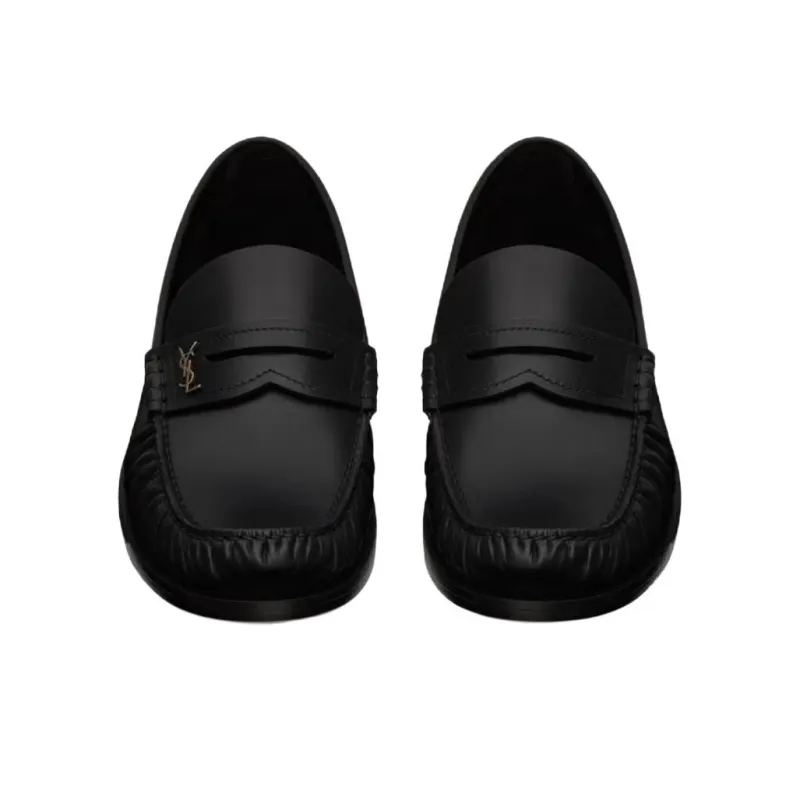 SAINT LAURENT Logo Plaque Slip On Loafers Women's-3