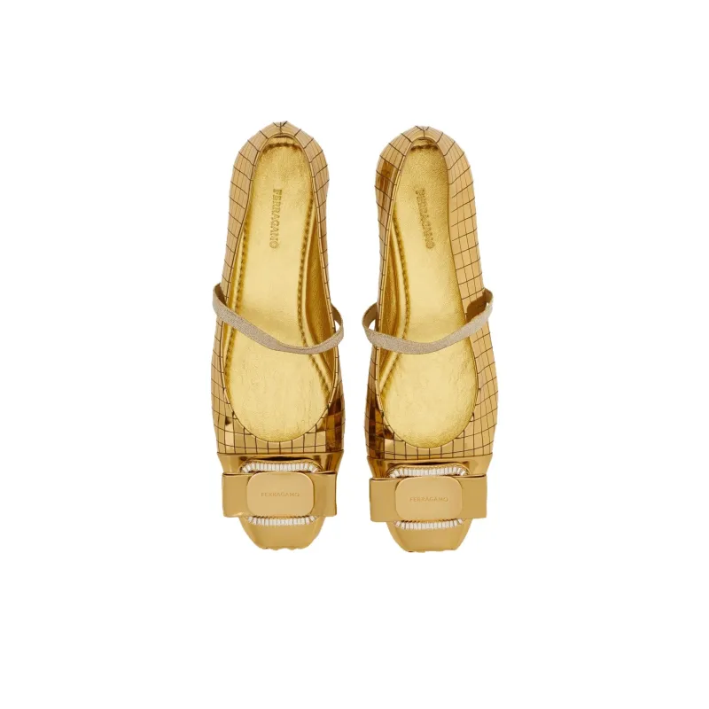 FERRAGAMO Vara Casual Single Shoes Women's Gold-3