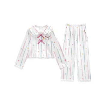 GUKOO x Sanrio Hello Kitty Pajama Set Women's Milk White