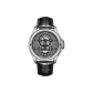 White Case Black Dial Black Leather Strap-OBL-DK-BH