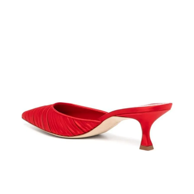 MANOLO BLAHNIK Closed Toe Slippers 5cm Women's Red-3