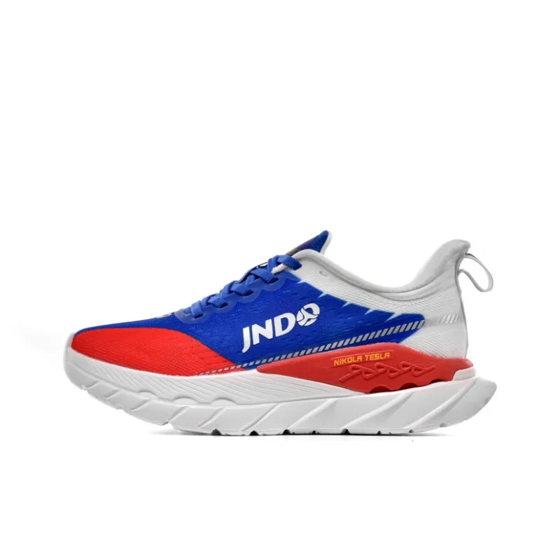 JNDO Cushioning Anti-Slip And Wear-Resistant Low-Top Tesla Valve Breathable Casual Running Shoes Unisex White Blue Red-0