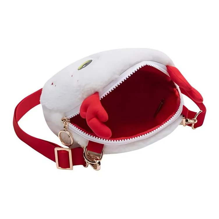 Anta Plush Cloth Shoulder Bag, Crossbody Bag Regular Unisex Papyrus White-3