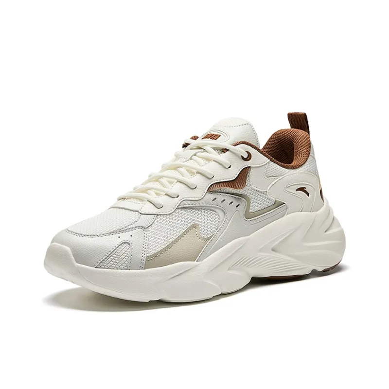 Anta Anti Slip And Wear Resistant Breathable Low Top Casual Shoes Men's White Brown-1