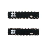 1 Pair Black with Gold Edge Round Bead 000291