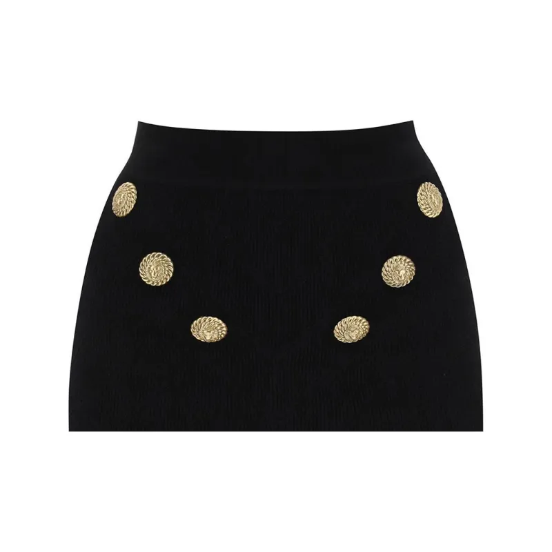 BALMAIN Button Detailed High Rise Mini Skirt-3