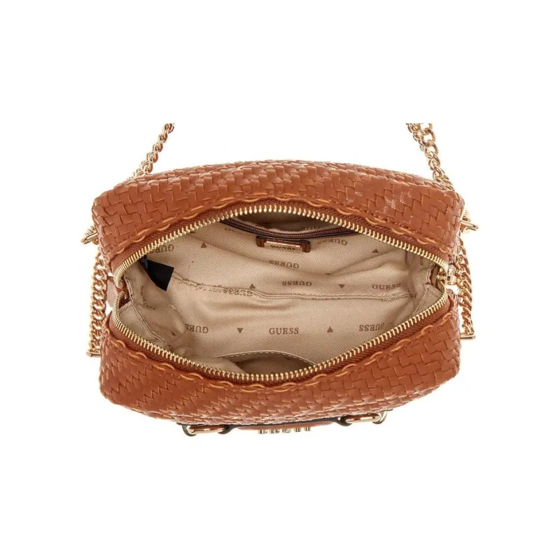 GUESS Artificial Leather Shoulder Bag Medium Size Women's Brown-3