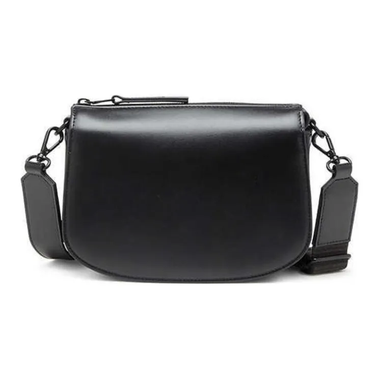 DIESEL Cow Leather Crossbody Bag Shoulder Bag Medium Size Unisex Black-2