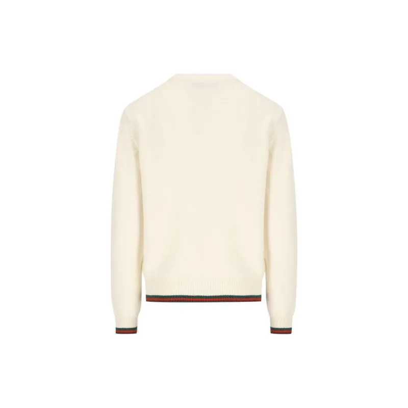 GUCCI Trim Detailed Crewneck Knit Sweater-1