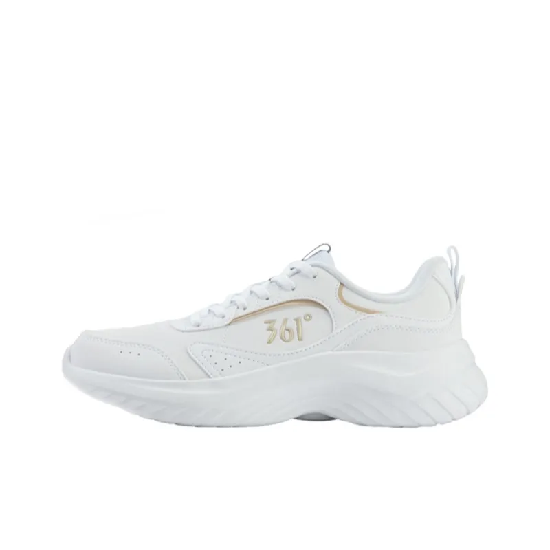 361° Anti Slip Wear Resistant Low Top Casual Running Shoes Women's White Gold-0