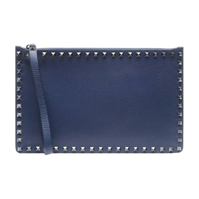 Valentino Leather Clutch Men's Blue-0
