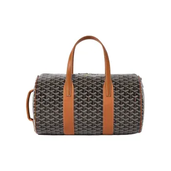 GOYARD Canvas With Calfskin Sports Travel Bag Unisex Black & Tan