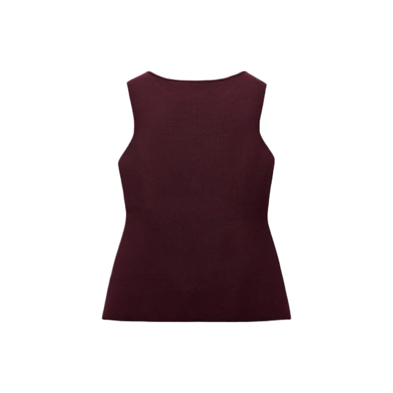 ZARA Vest Women's Bordeaux Color-1