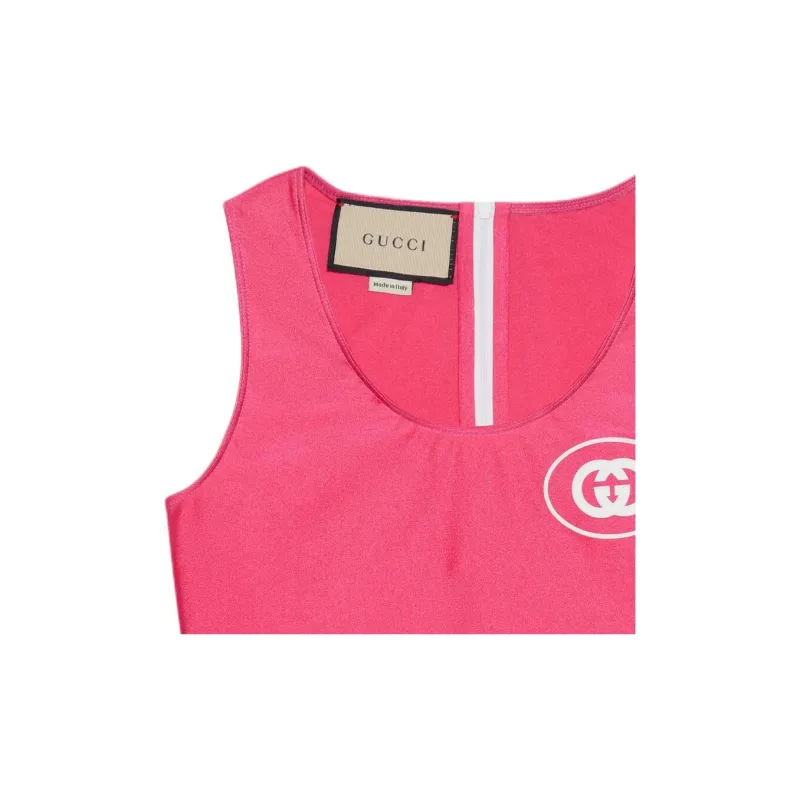 GUCCI Interlocking G Jersey Crop Top Pink-5