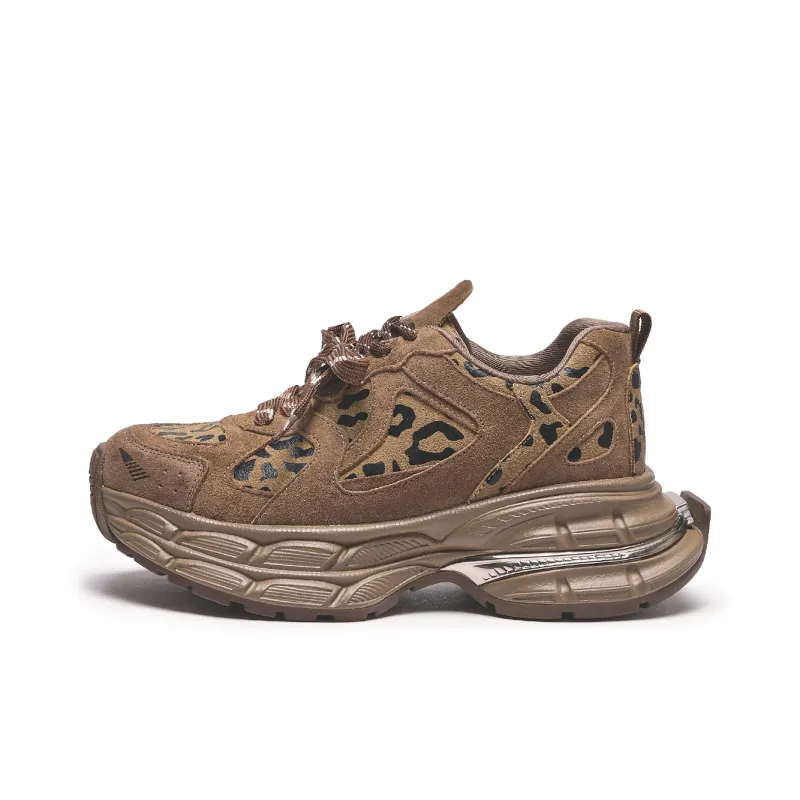 Hotwind Vintage Leopard Series Abrasion-Resistant Slip-Resistant Chunky Sneakers Women's-0