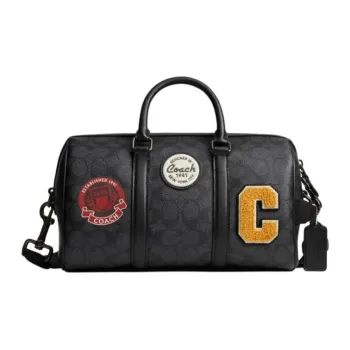 COACH Venturer Artificial Leather Boston Bag Shoulder Bag Crossbody Bag Handbag Large Size Men's Gray Black