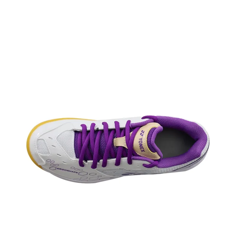 YONEX Cushioning Wear Resistant Coverage Rebound Low Top Badminton Shoes Unisex White Purple-2