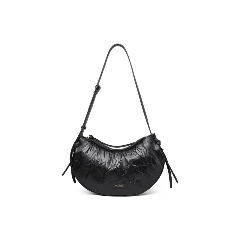 PIERRE CARDIN Cow Leather Pea Bag Dumpling Bag Shoulder Bag Regular Women's Black-1