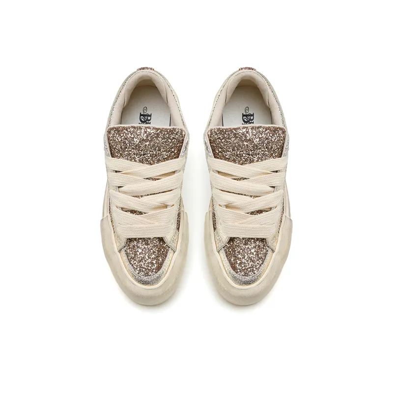 MATNUT Gold, Distressed Skateboard Shoes With Platform Height Increase-3