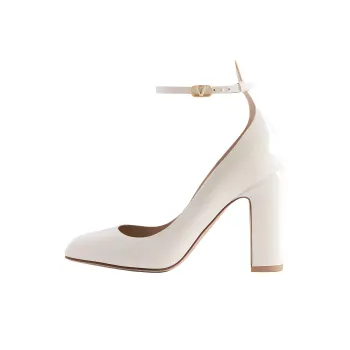 Valentino Tan Go Chunky Heel High Heels 10cm Women's White
