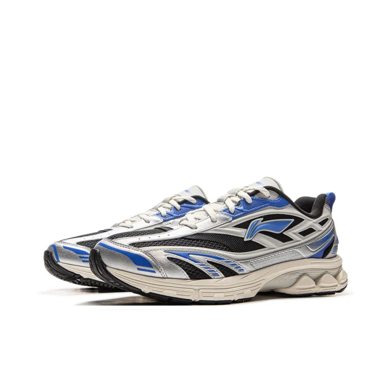 LiNing Cushioning Anti Slip And Wear Resistant Low Top Casual Running Shoes Men's Blue Silver Black-2